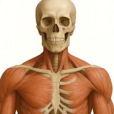 human muscles on a skeleton